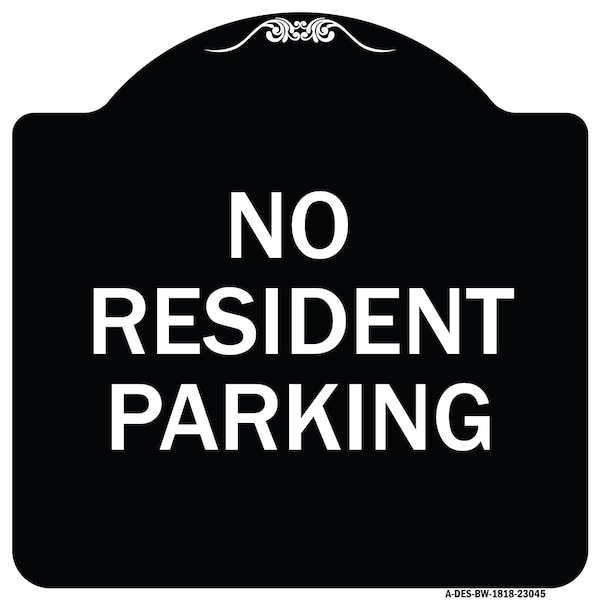 Reserved Parking No Resident Parking Heavy-Gauge Aluminum Sign, 18" x 18", BW-1818-23045
